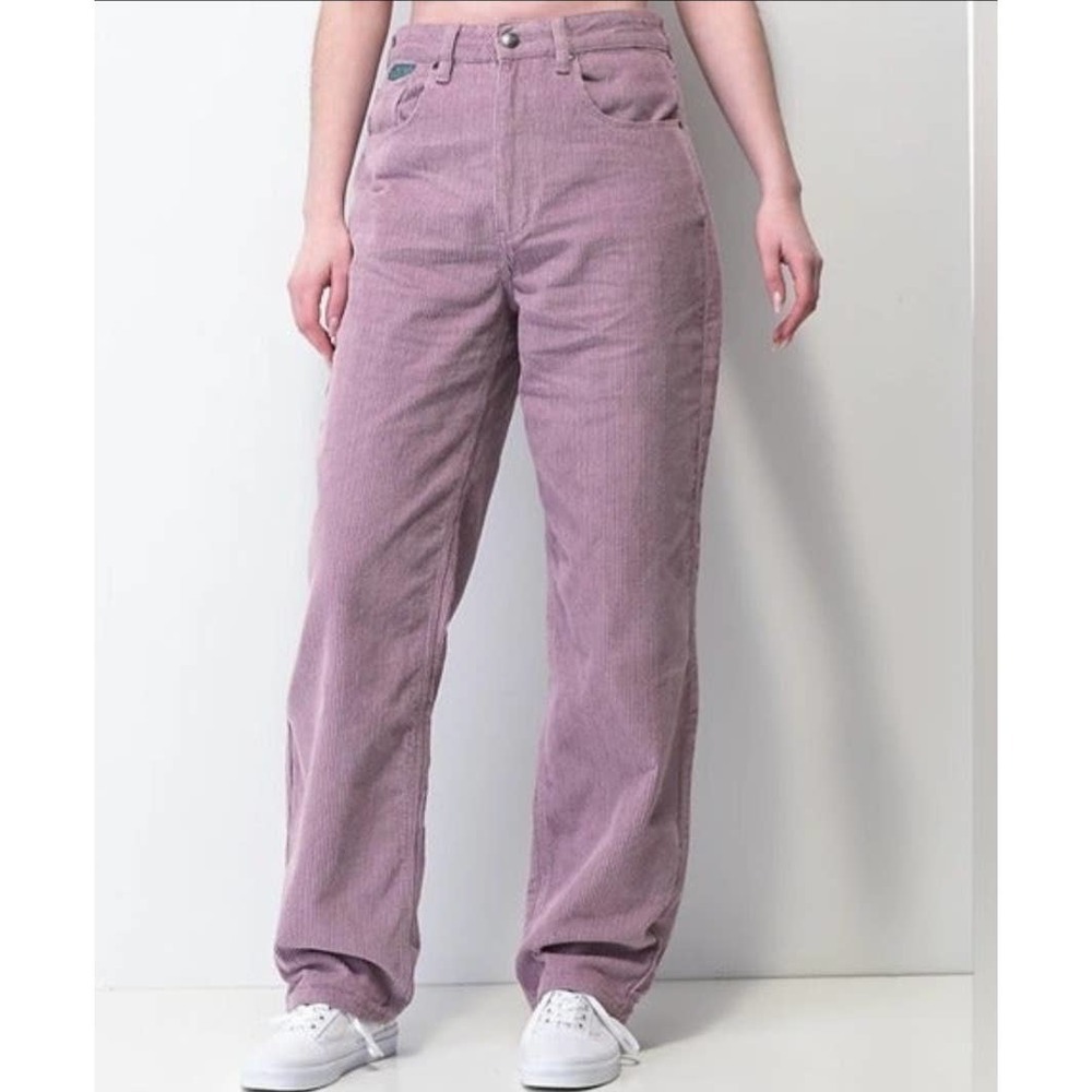 Empyre Tori Seafog pink combed Corduroy Skate Pants high rise baggy size 11 ^